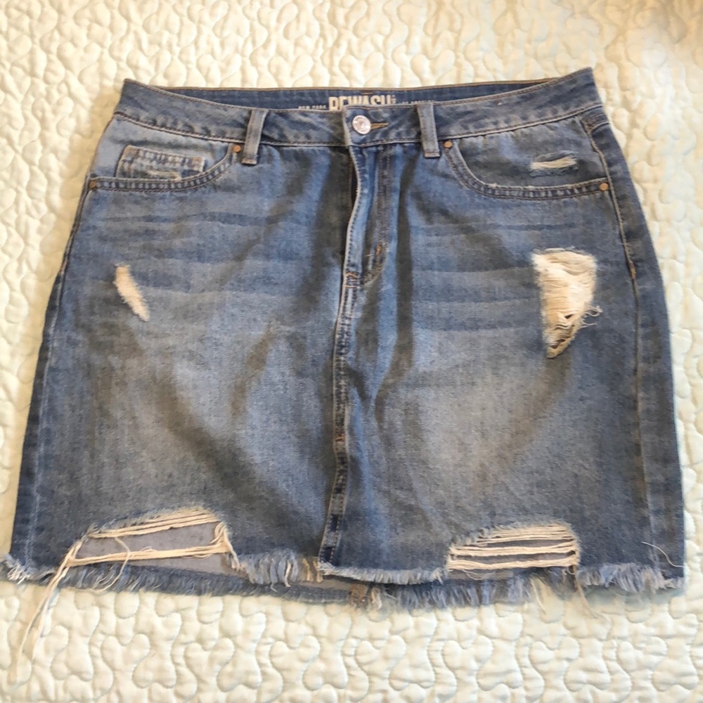 Rewatch Distressed Denim Mini Skirt